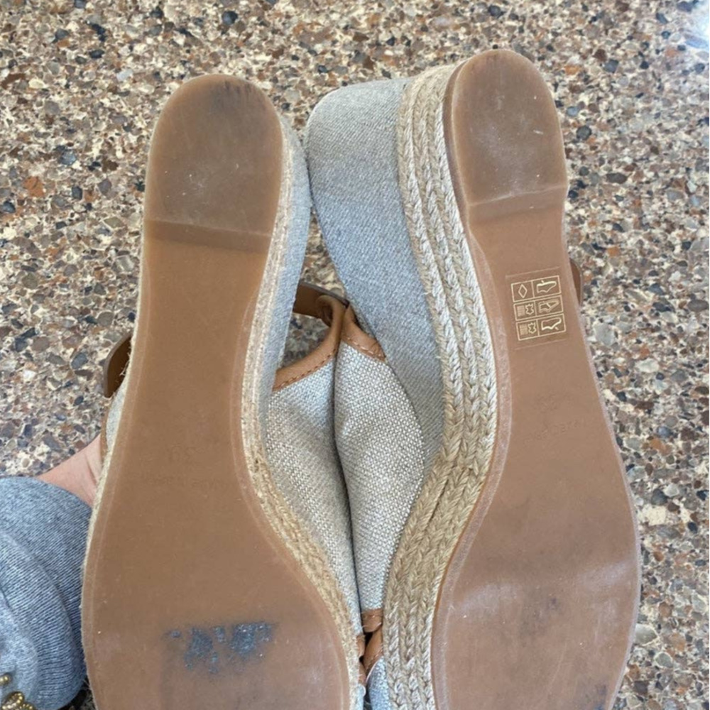 Tory Burch Tan Espadrilles Size 9 Wedge Majorca Sandal - Picture 6 of 9